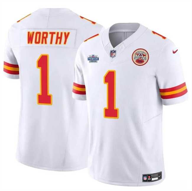 Men & Women & Youth Kansas City Chiefs #1 Xavier Worthy White F.U.S.E With Draft Patch Vapor Untouchable Limited Stitched Jersey,We sell and wholesale Men & Women & Youth Kansas City Chiefs #1 Xavier Worthy White F.U.S.E With Draft Patch Vapor Untouchable Limited Stitched Jersey on line form chian!